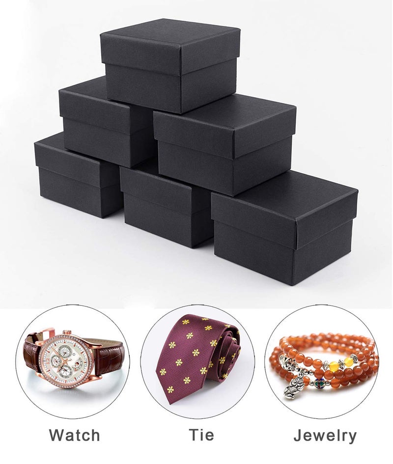 Dedoot Black Gift Box, Dedoot Pack of 6 Square Watch Gift Box with Lids, 4.13x4.13x2.87 Inch Kraft Paper Watch Box Bridesmaid Proposal Gift Boxes for Tie Jewelry, Christmas, Wedding Party - Image 4